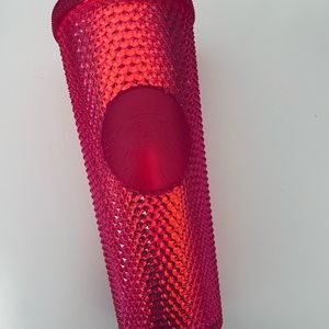 Pink and orange duo chrome Starbucks tumbler missing straw
